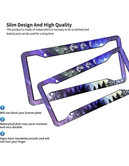 Marco de Placa de Licencia Gayruaicjz Fase Lunar 31.2x16 cm Marco de Placa de Licencia Gayruaicjz Fase Lunar 31.2x16 cm
