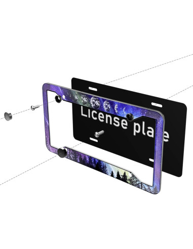 Marco de Placa de Licencia Gayruaicjz Fase Lunar 31.2x16 cm