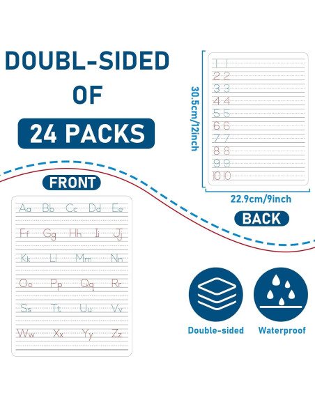 24 Piezas Cartón Práctica Escritura Doble Cara Naozinebi 30x22cm