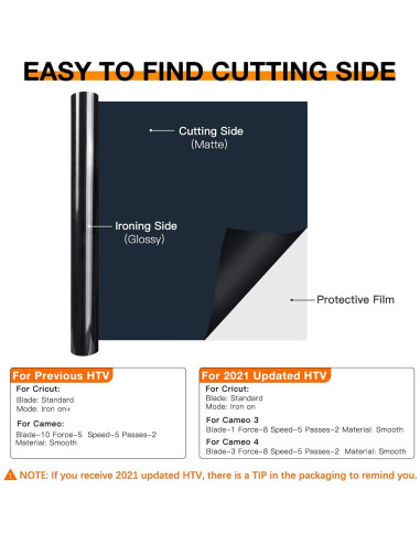 Vinilo HTV Negro 30.48cm x 2.44m HTVRONT para Camisetas