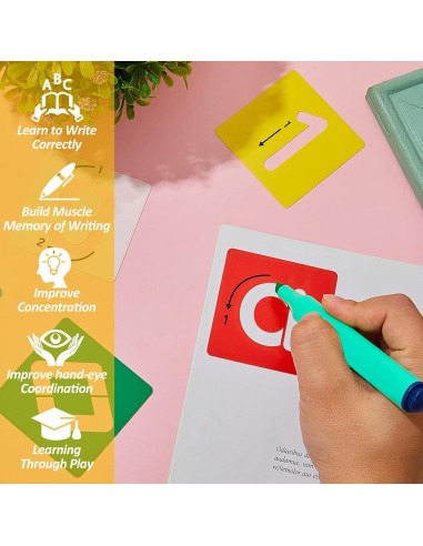 72 Piezas Plantillas Letras y Números Preescolar Henoyso