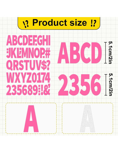 Juego de Letras y Números Termoadhesivos Metsyth 306 Pcs Rosa