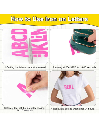 Juego de Letras y Números Termoadhesivos Metsyth 306 Pcs Rosa