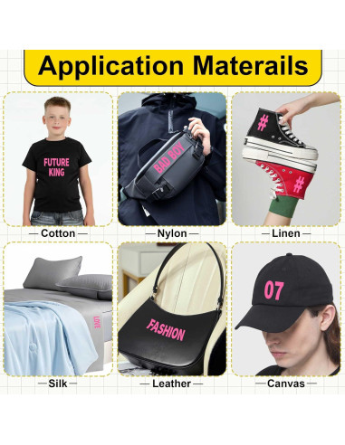 Juego de Letras y Números Termoadhesivos Metsyth 306 Pcs Rosa