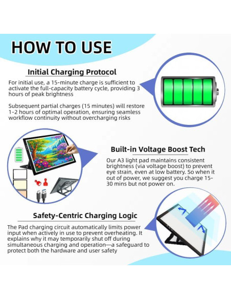 Tableta de Luz A3 YUZAMOOR Recargable Inalámbrica 12000 Lux