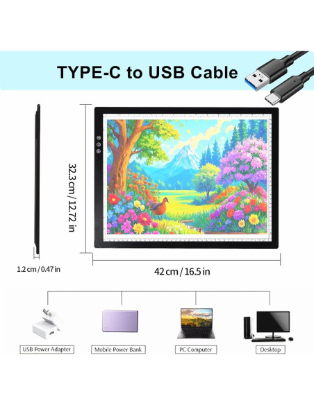 Tableta de Luz A3 YUZAMOOR Recargable Inalámbrica 12000 Lux