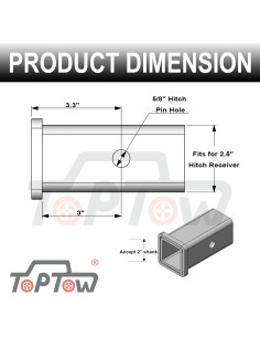 Adaptador de Enganche Toptow 64028HP 2-1/2" a 2" Acero 2