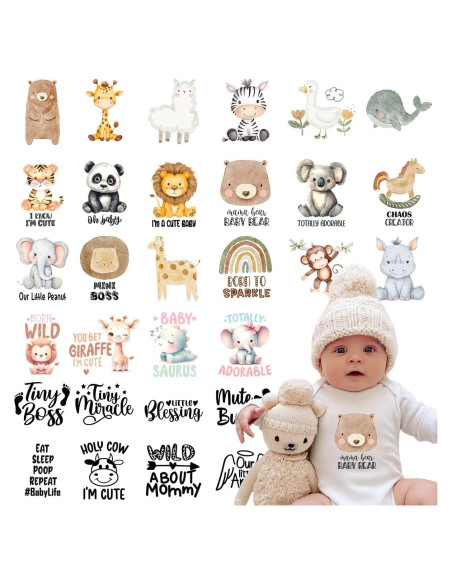 Transferencias DTF Kaciola 30 Hojas Animales Bebé 7.62-15.24 cm