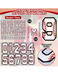 Zhanmai Letras y Números de Transferencia Térmica 280 Pcs DIY 2