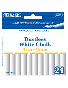 Tiza Blanca BAZIC 24 Piezas para Pizarra y Manualidades
