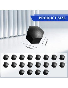 20 Tapas de Tuercas de Rueda Hexagonales 17mm Tecledsn Negro 2