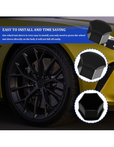 20 Tapas de Tuercas de Rueda Hexagonales 17mm Tecledsn Negro