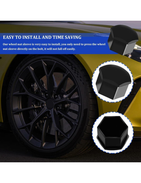 20 Tapas de Tuercas de Rueda Hexagonales 17mm Tecledsn Negro