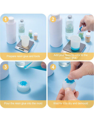 Molde de Silicona para Resina Flor PAGOW 5 Piezas DIY