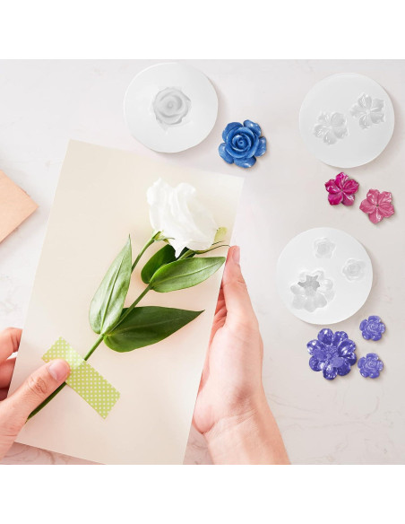 Molde de Silicona para Resina Flor PAGOW 5 Piezas DIY Molde de Silicona para Resina Flor PAGOW 5 Piezas DIY