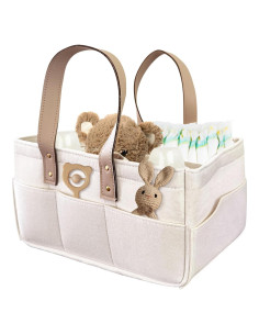 Cesta para Pañales Genérico Plegable con Mango de Cuero