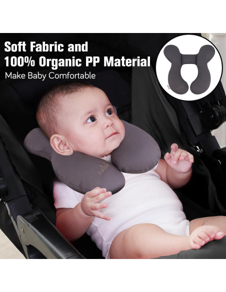 Almohada de Viaje para Bebés KAKIBLIN Gris Soporte Cuello Almohada de Viaje para Bebés KAKIBLIN Gris Soporte Cuello