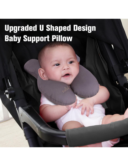 Almohada de Viaje para Bebés KAKIBLIN Gris Soporte Cuello Almohada de Viaje para Bebés KAKIBLIN Gris Soporte Cuello