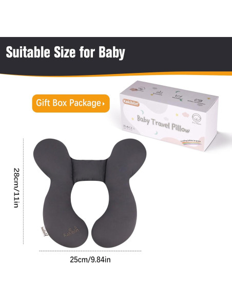 Almohada de Viaje para Bebés KAKIBLIN Gris Soporte Cuello Almohada de Viaje para Bebés KAKIBLIN Gris Soporte Cuello