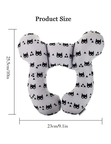 Almohada de Viaje para Bebés Gris - Soporte Cabeza y Cuello Almohada de Viaje para Bebés Gris - Soporte Cabeza y Cuello