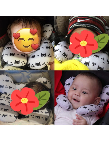 Almohada de Viaje para Bebés Gris - Soporte Cabeza y Cuello