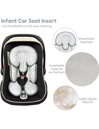Cojín Inserto para Asiento de Auto Bebés Zdbdbd 2 en 1 Gris