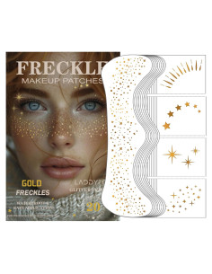 20 Parches de Maquillaje Facial Dorados LADDYFOX - Brillantes Impermeables