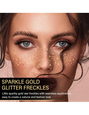 20 Parches de Maquillaje Facial Dorados LADDYFOX - Brillantes Impermeables