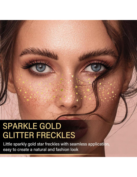 20 Parches de Maquillaje Facial Dorados LADDYFOX - Brillantes Impermeables
