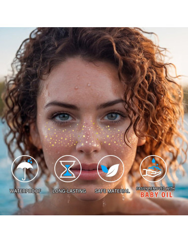 20 Parches de Maquillaje Facial Dorados LADDYFOX - Brillantes Impermeables