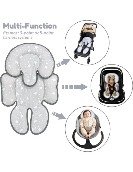 Cojín Inserto para Asiento de Auto Bebés Zdbdbd 2 en 1 Gris