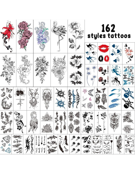 Tatuajes Temporales Cerlaza 162 Estilos Impermeables 50 Hojas