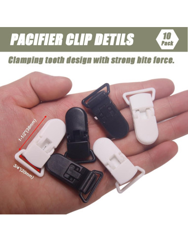 Paquete de 10 Puntas de Clip para Chupete - Plástico Sin BPA