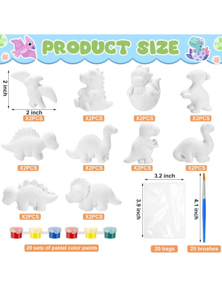 Kit de Pintura DIY de Dinosaurios Simgoing - 20 Piezas Cerámica Kit de Pintura DIY de Dinosaurios Simgoing - 20 Piezas Cerámica