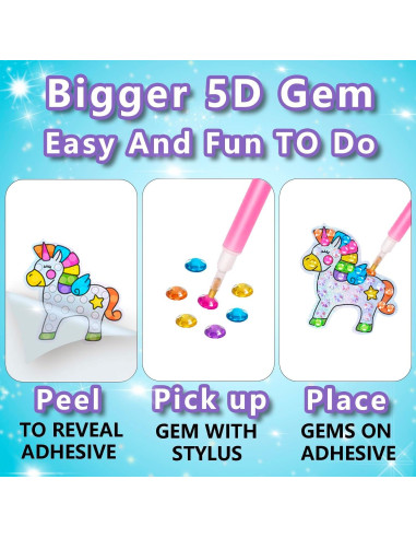 Kit de Pintura de Diamante WAHFNG para Niños - 12 Stickers, 4 Llaveros, 2 Atrapasueños