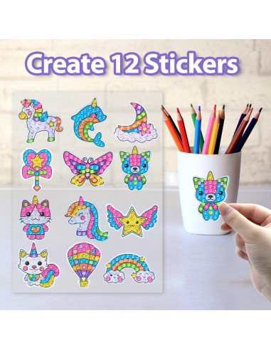 Kit de Pintura de Diamante WAHFNG para Niños - 12 Stickers, 4 Llaveros, 2 Atrapasueños