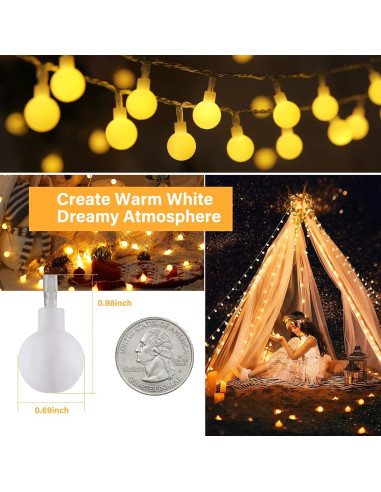 Luces de Cuerda LED Minetom 10m 100 Bombillas Blanco Cálido