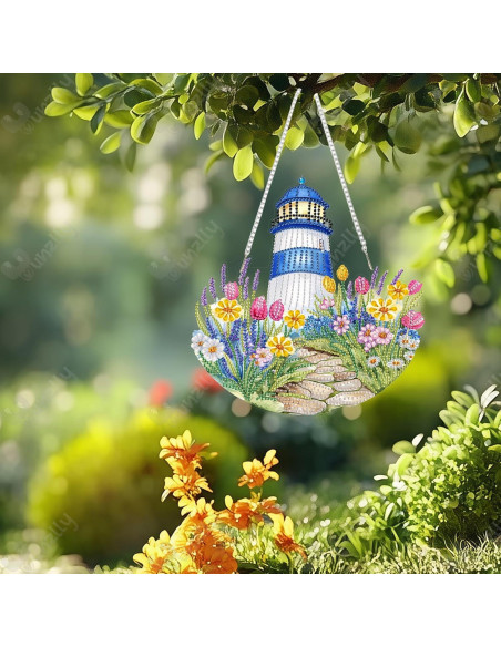 Kit de Pintura de Diamantes Yunzlly Faro DIY Acrílico 24.4x23.6cm