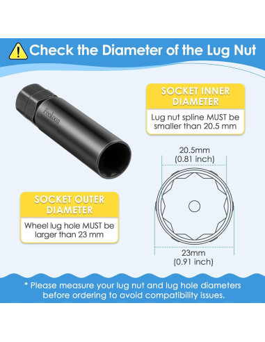 Llave de Tuerca 10 Estrías Feekoon para Camiones y SUVs