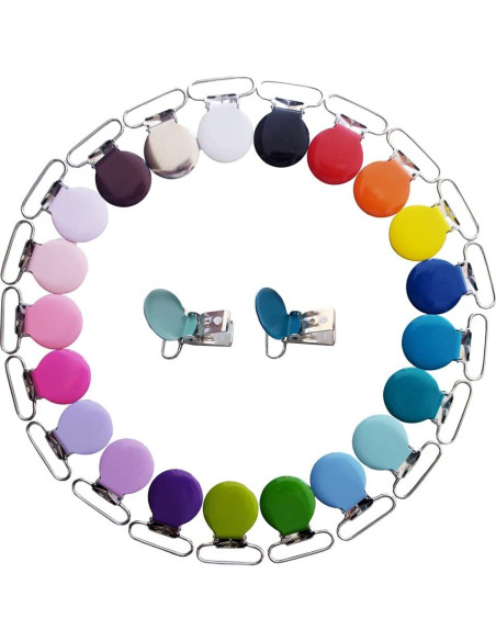 42 Clips de Suspensión Metálicos Redondos para Chupetes DIY