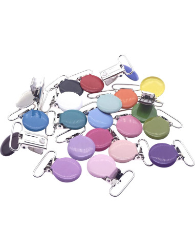 42 Clips de Suspensión Metálicos Redondos para Chupetes DIY