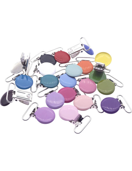 42 Clips de Suspensión Metálicos Redondos para Chupetes DIY