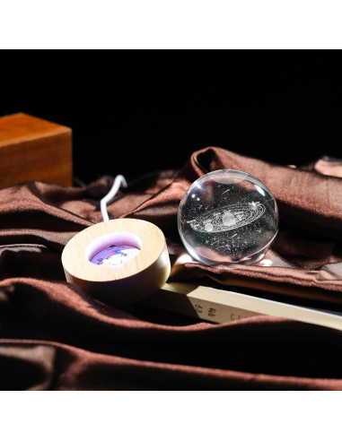 Bola de Cristal 3D del Sistema Solar 6 cm con Base LED