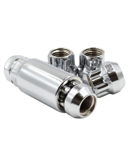 Cerraduras de Rueda M14x1.5 Cromadas 4 Piezas + Llave