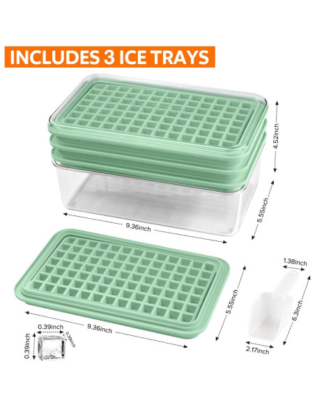 Bandeja de Hielo Mini Longzon con Tapa y Contenedor 273 Pcs