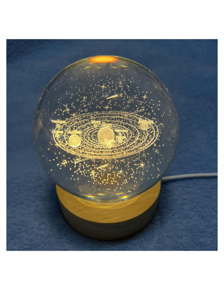 Bola de Cristal del Sistema Solar Linsiter 80mm con Base de Madera
