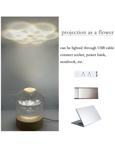 Bola de Cristal del Sistema Solar Linsiter 80mm con Base de Madera