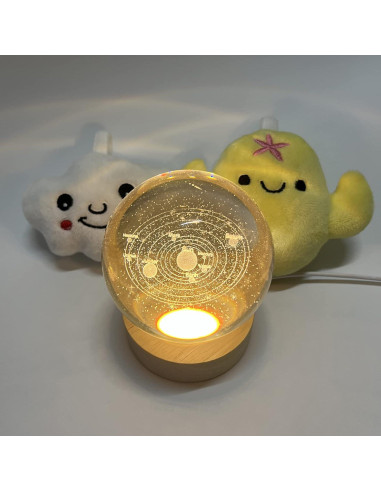 Bola de Cristal del Sistema Solar Linsiter 80mm con Base de Madera