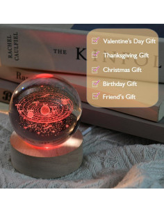 Bola de Cristal 3D del Sistema Solar ZRENJHUS 60mm LED 2