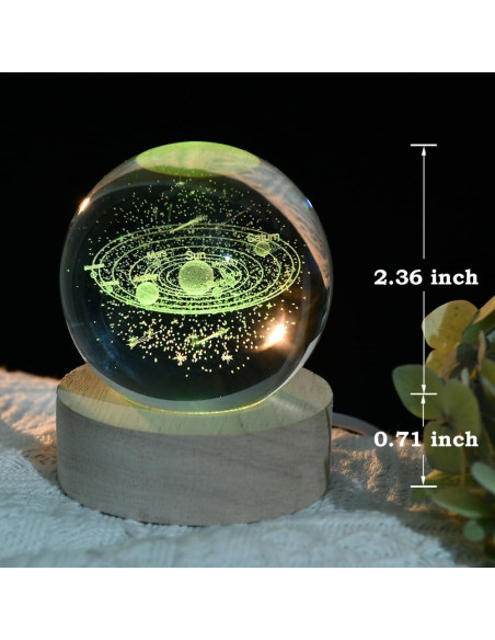 Bola de Cristal 3D del Sistema Solar ZRENJHUS 60mm LED Bola de Cristal 3D del Sistema Solar ZRENJHUS 60mm LED